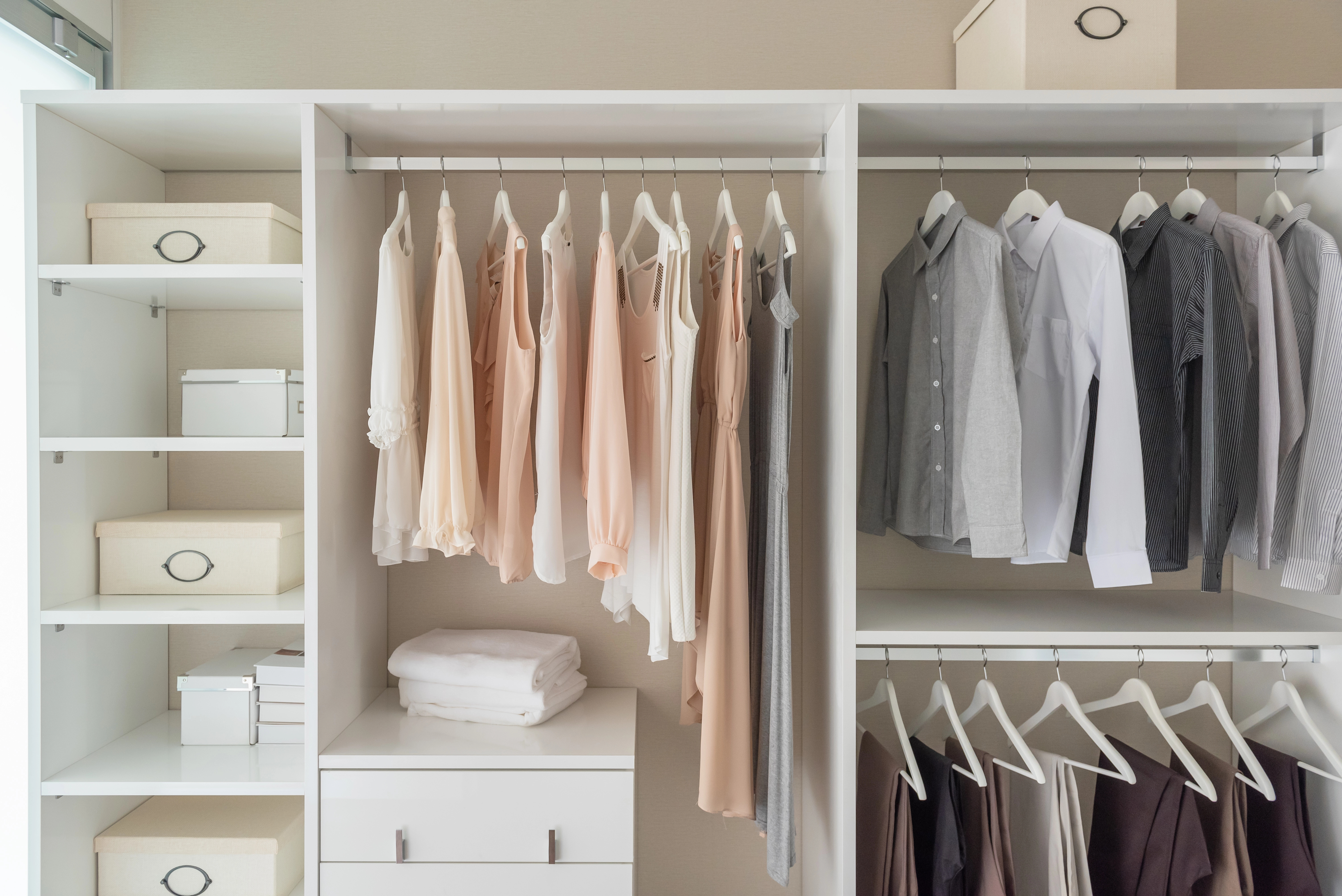 Closet Storage Organizer Ideas for Couples Sharing One Closet